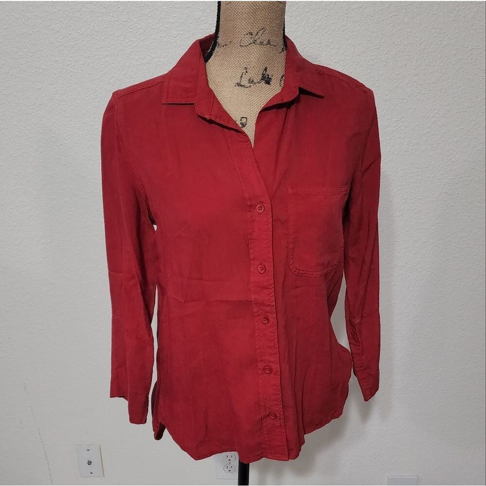 Chelsea & Violet Red Tencel Lyocell Button Down Shirt XS V2813-654-30